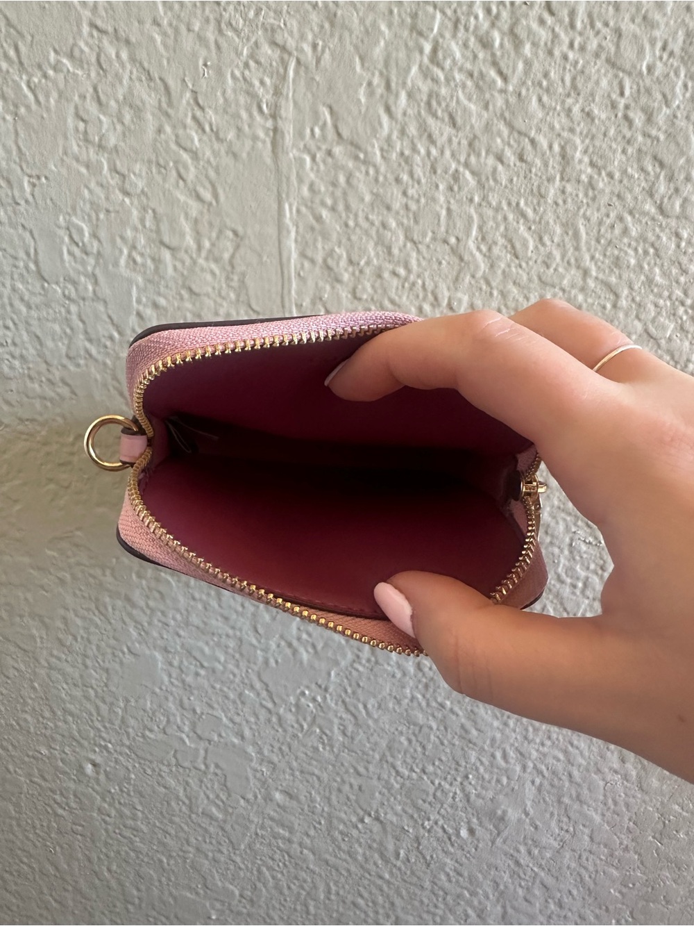Coach Pink Textured Leather wallet with Gold Logo - Picture 7 of 8